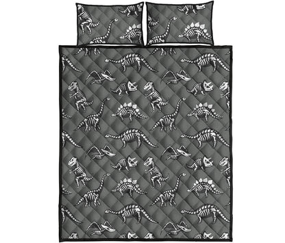 Dinosaur Fossil Pattern Print Quilt Bed Set