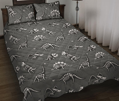 Dinosaur Fossil Pattern Print Quilt Bed Set