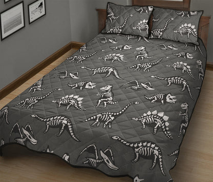 Dinosaur Fossil Pattern Print Quilt Bed Set