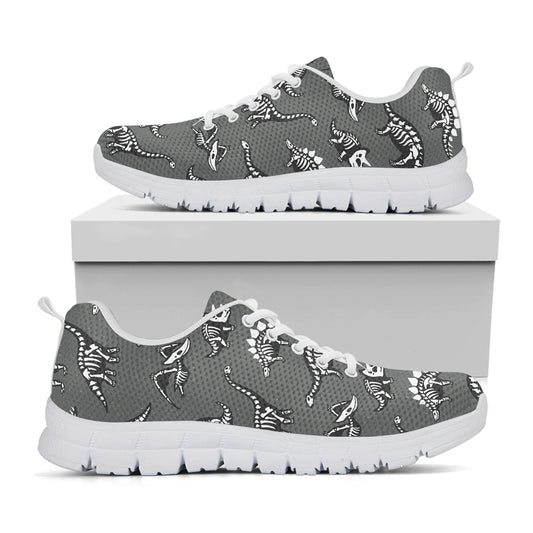 Dinosaur Fossil Pattern Print White Sneakers
