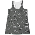 Dinosaur Fossil Pattern Print Women's Racerback Tank Top