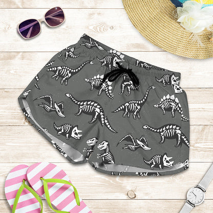 Dinosaur Fossil Pattern Print Women's Shorts
