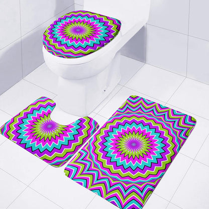Dizzy Circle Moving Optical Illusion 3 Piece Bath Mat Set