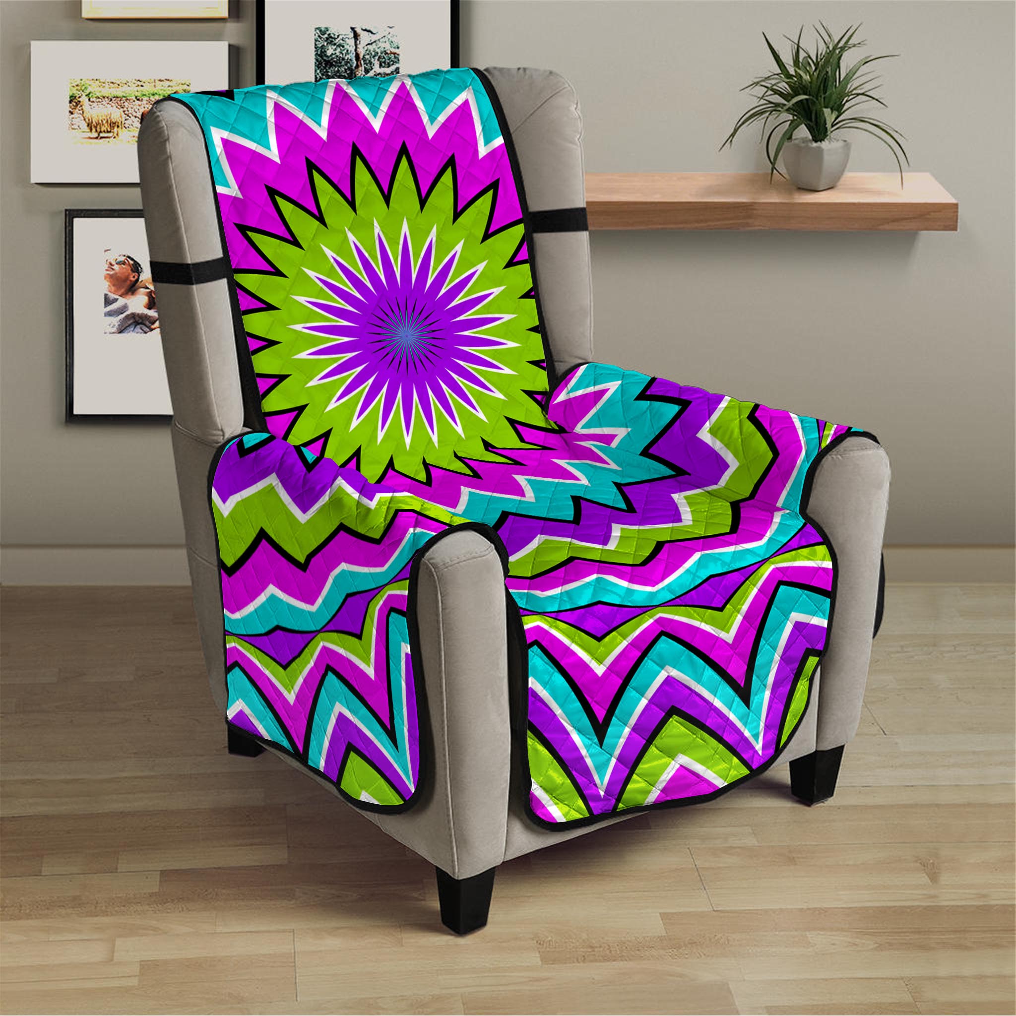 Dizzy Circle Moving Optical Illusion Armchair Protector