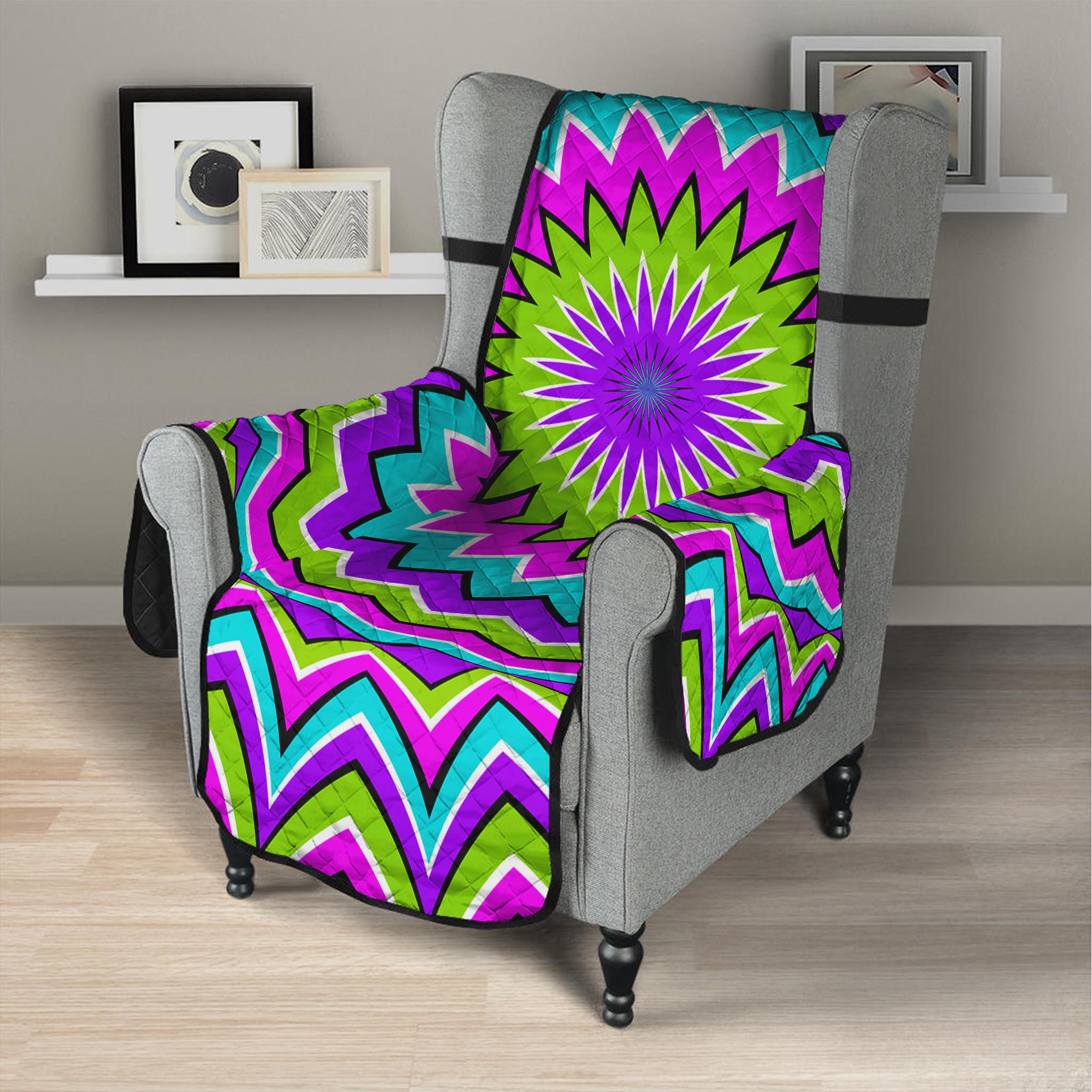 Dizzy Circle Moving Optical Illusion Armchair Protector