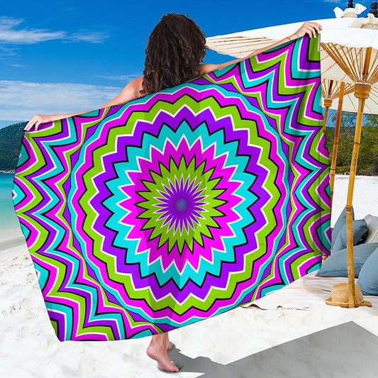 Dizzy Circle Moving Optical Illusion Beach Sarong Wrap