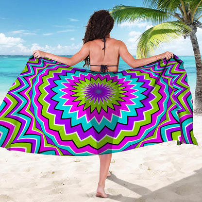 Dizzy Circle Moving Optical Illusion Beach Sarong Wrap