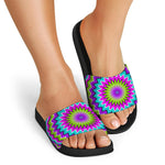 Dizzy Circle Moving Optical Illusion Black Slide Sandals