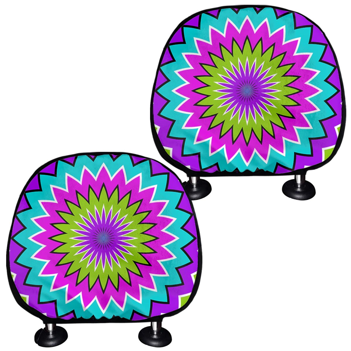 Dizzy Circle Moving Optical Illusion Car Headrest Covers