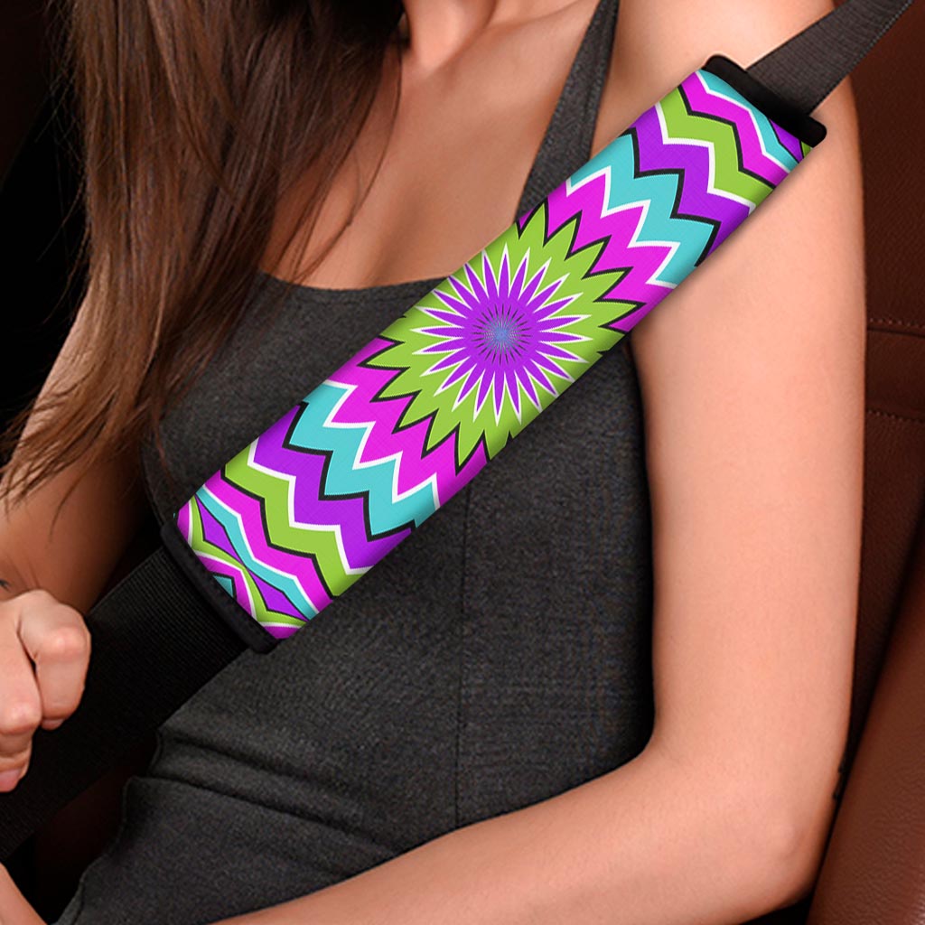 Dizzy Circle Moving Optical Illusion Car Seat Belt Covers