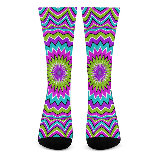 Dizzy Circle Moving Optical Illusion Crew Socks