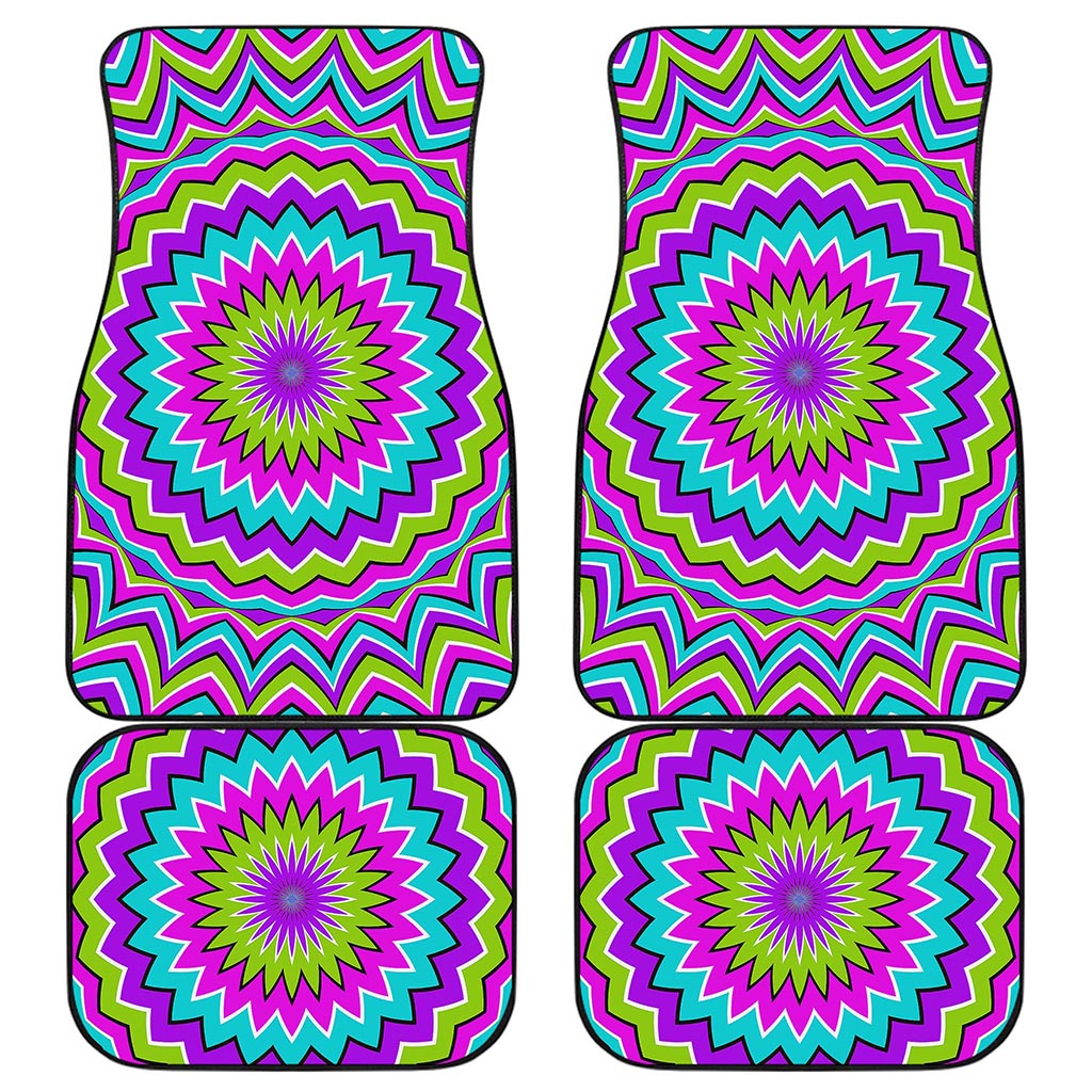 Dizzy Circle Moving Optical Illusion Front and Back Car Floor Mats