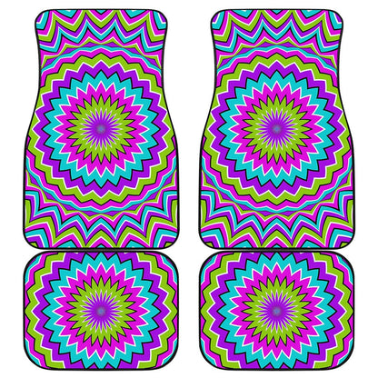 Dizzy Circle Moving Optical Illusion Front and Back Car Floor Mats