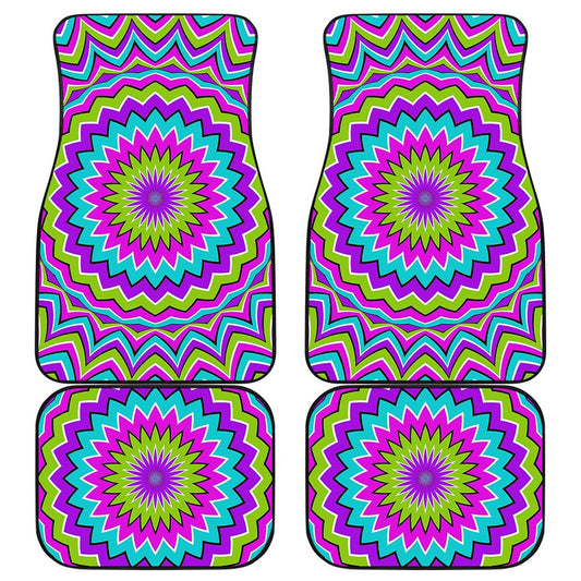 Dizzy Circle Moving Optical Illusion Front and Back Car Floor Mats