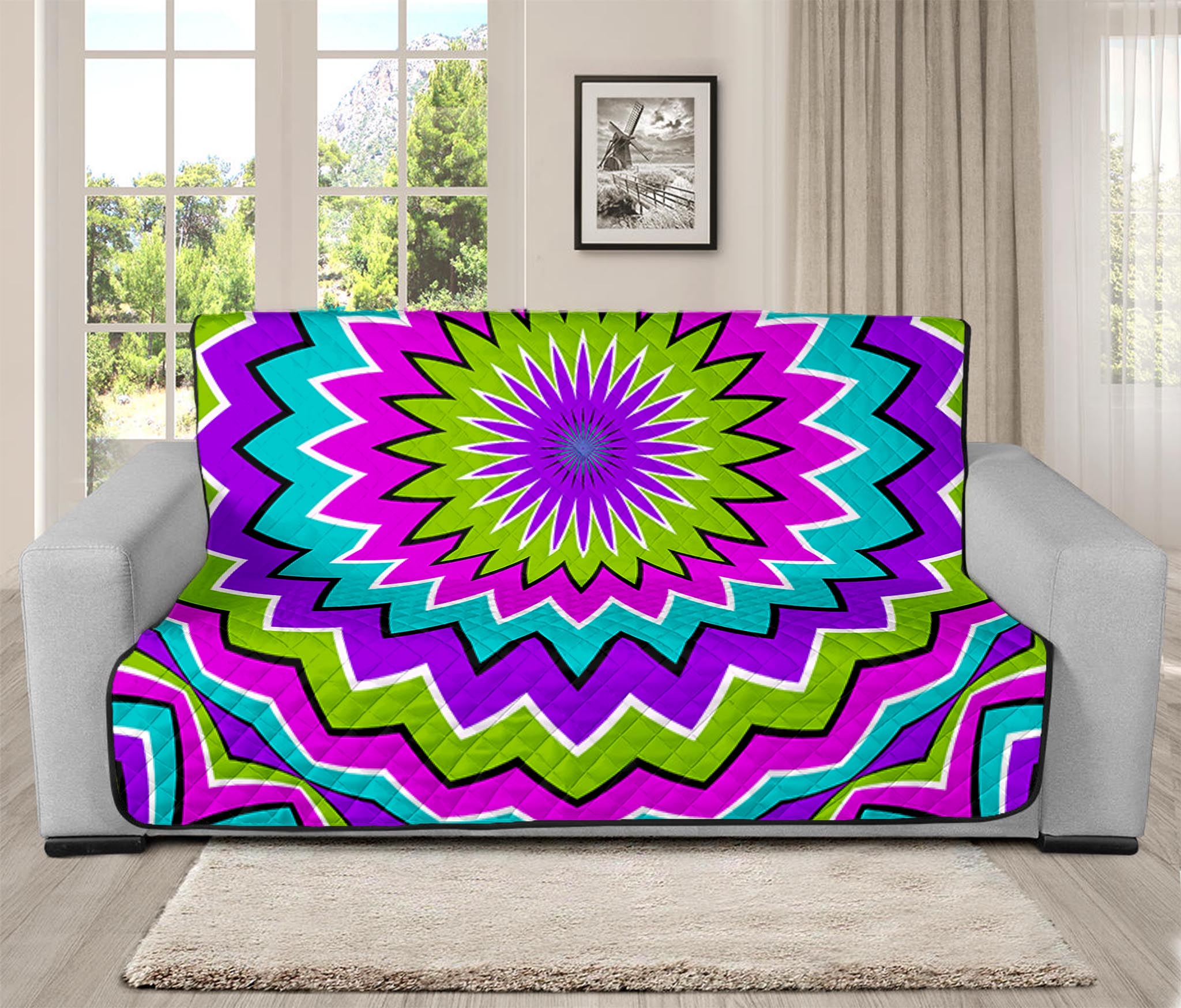 Dizzy Circle Moving Optical Illusion Futon Protector