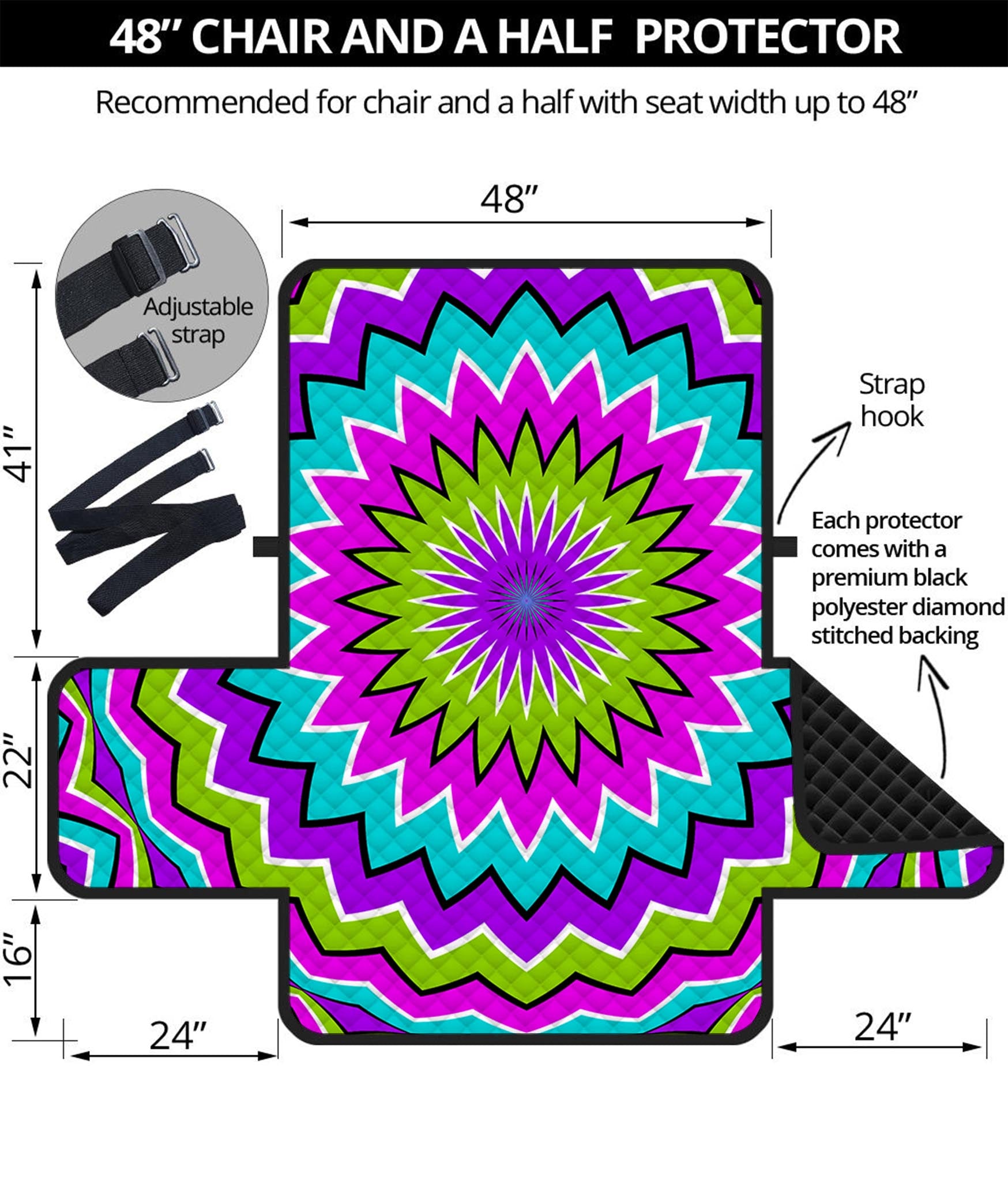 Dizzy Circle Moving Optical Illusion Half Sofa Protector