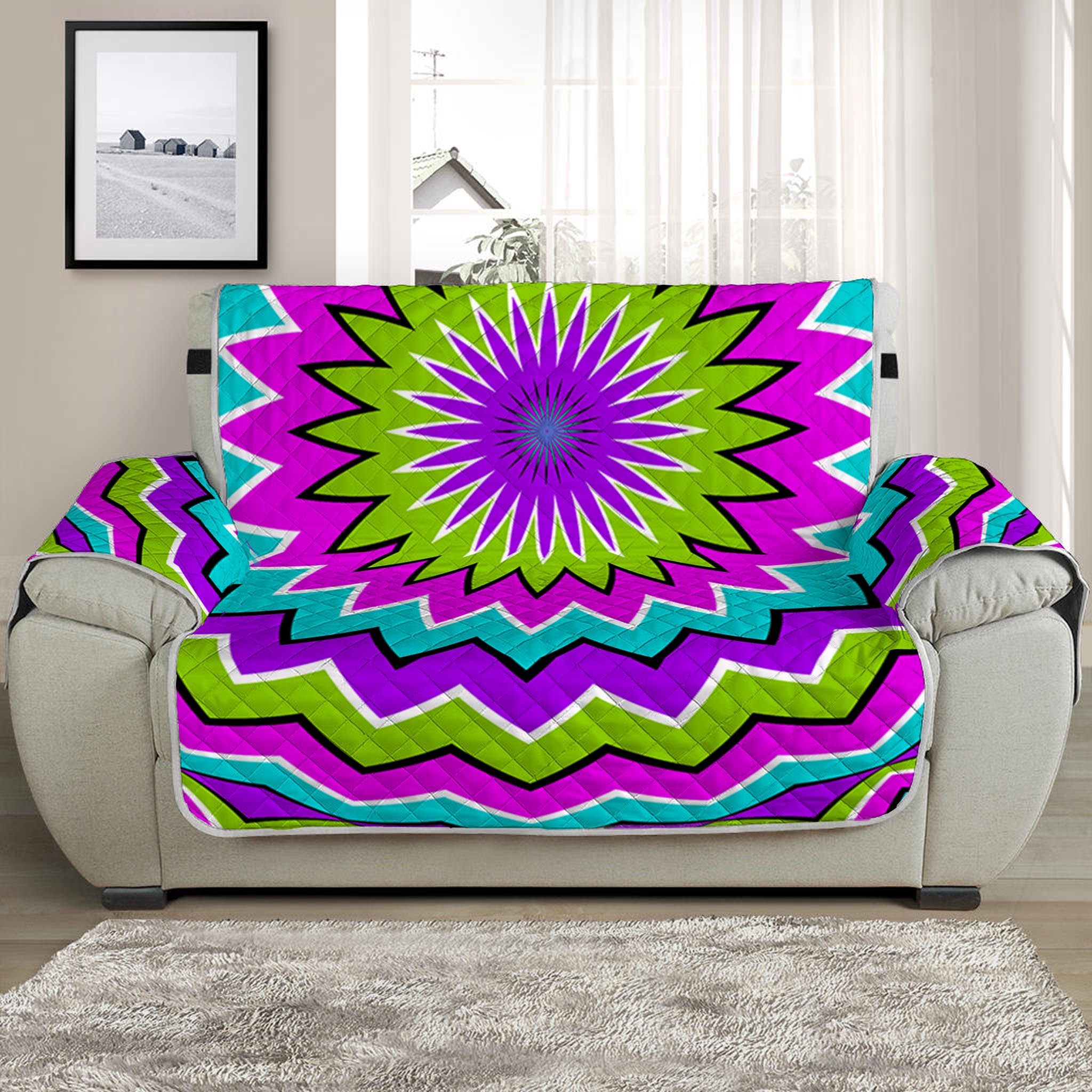 Dizzy Circle Moving Optical Illusion Half Sofa Protector