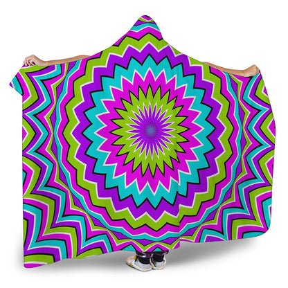 Dizzy Circle Moving Optical Illusion Hooded Blanket