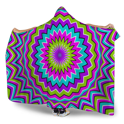 Dizzy Circle Moving Optical Illusion Hooded Blanket