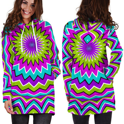 Dizzy Circle Moving Optical Illusion Hoodie Dress GearFrost