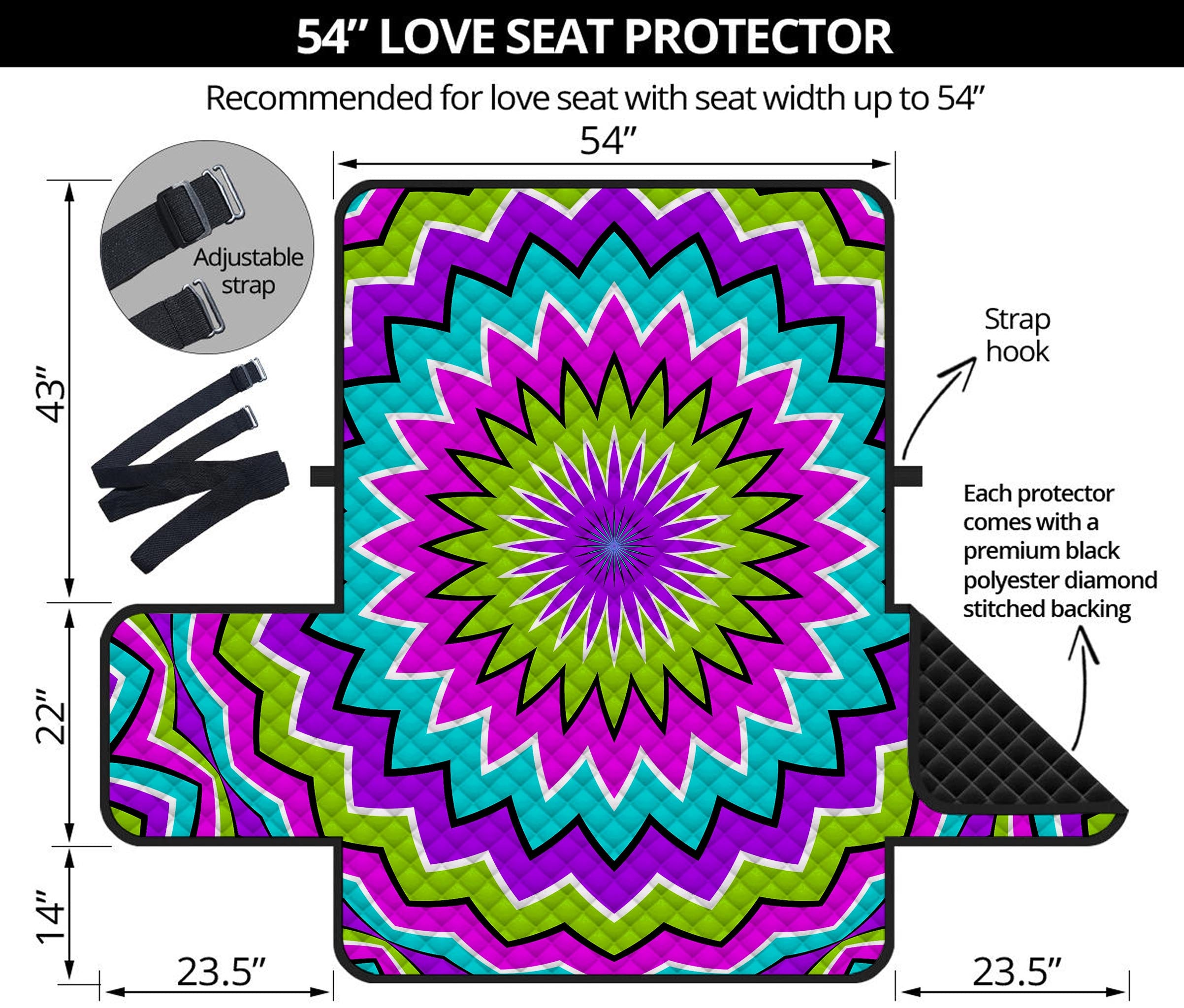 Dizzy Circle Moving Optical Illusion Loveseat Protector