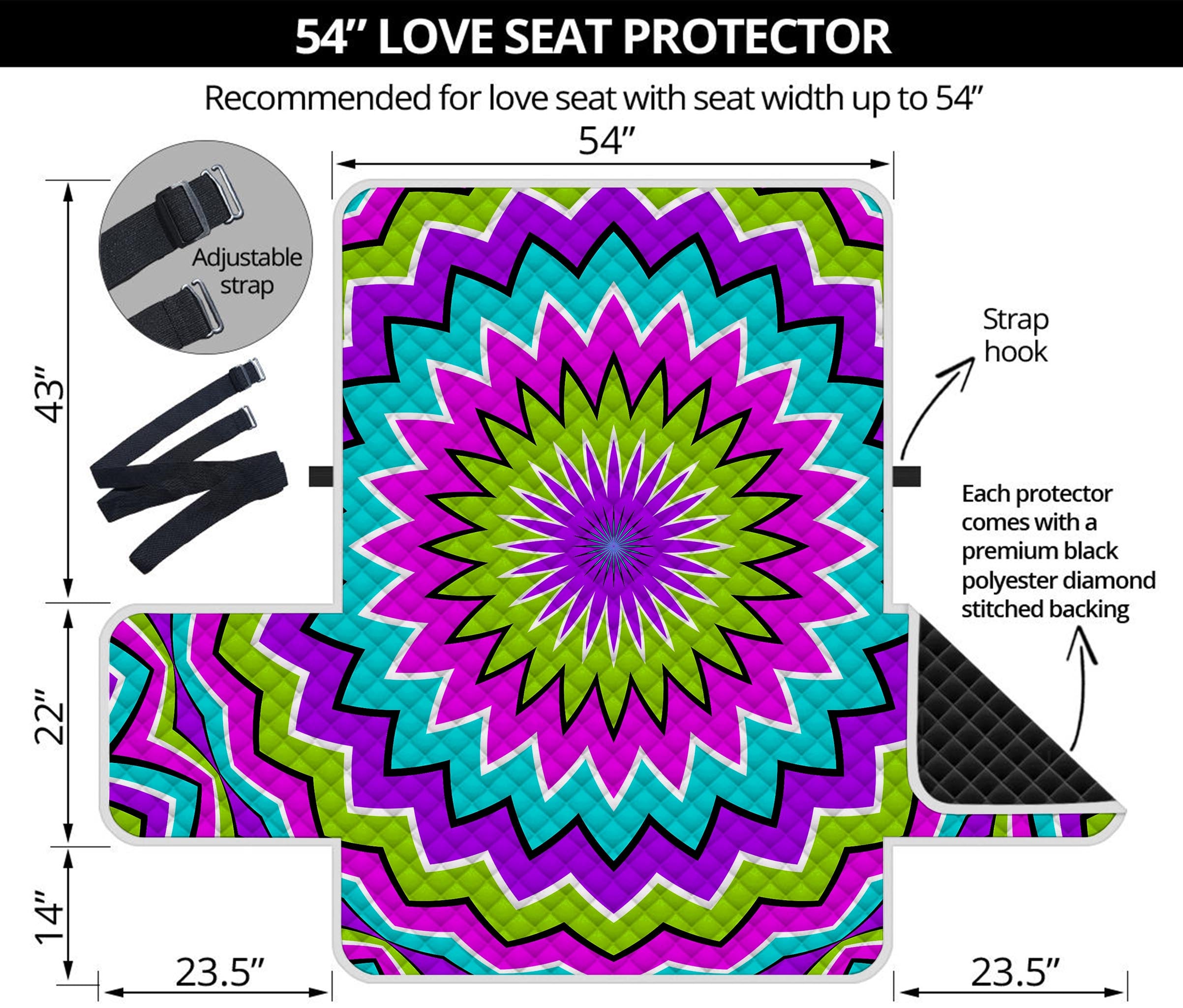 Dizzy Circle Moving Optical Illusion Loveseat Protector