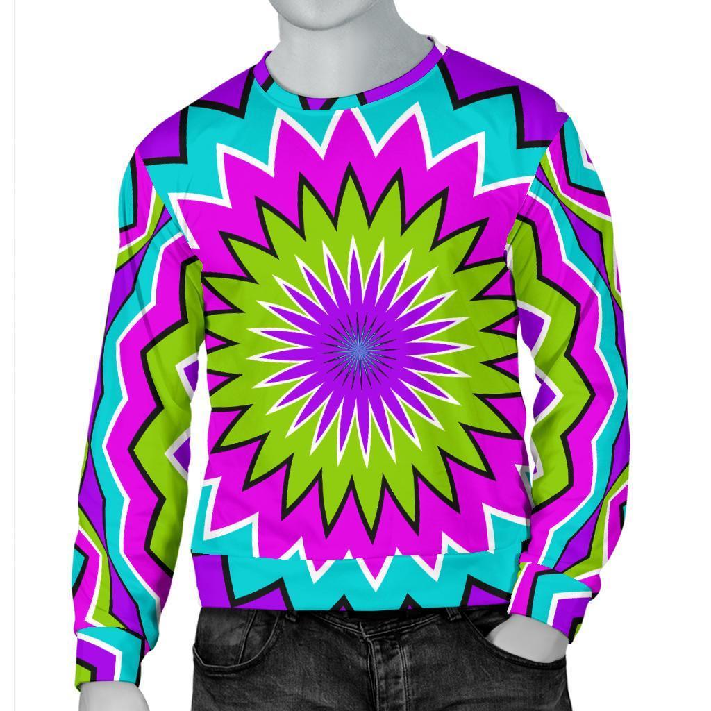 Dizzy Circle Moving Optical Illusion Men's Crewneck Sweatshirt GearFrost
