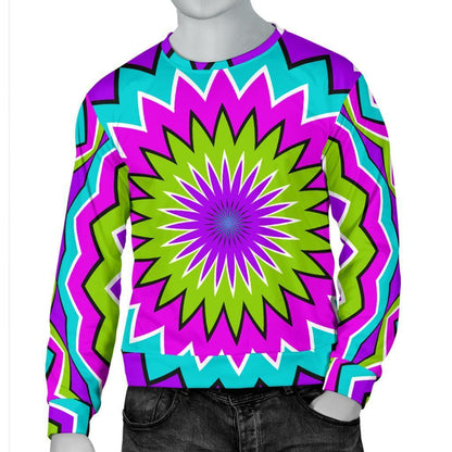 Dizzy Circle Moving Optical Illusion Men's Crewneck Sweatshirt GearFrost