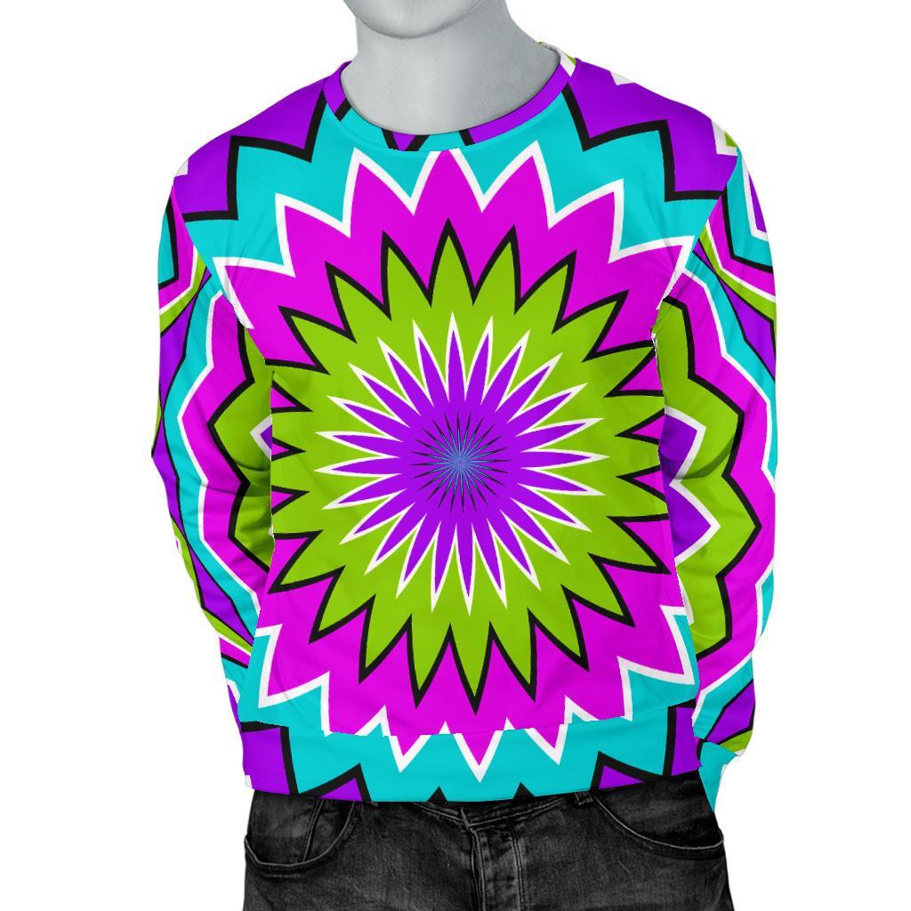 Dizzy Circle Moving Optical Illusion Men's Crewneck Sweatshirt GearFrost