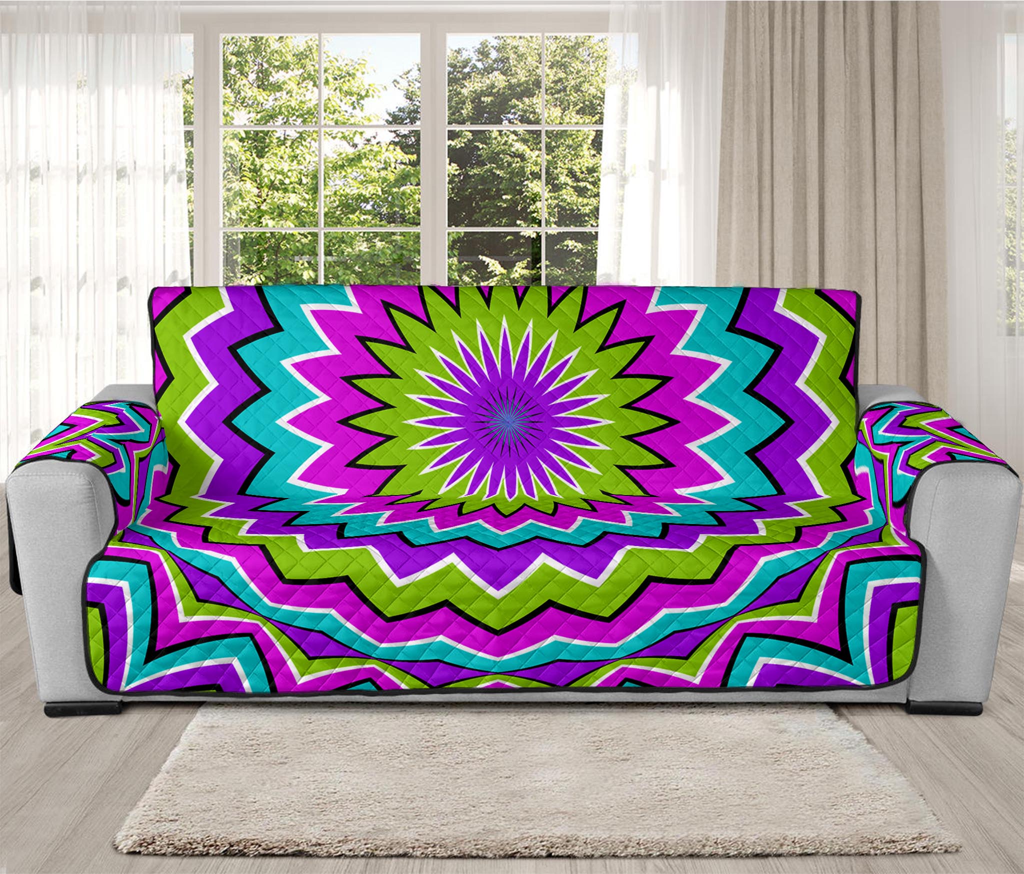 Dizzy Circle Moving Optical Illusion Oversized Sofa Protector