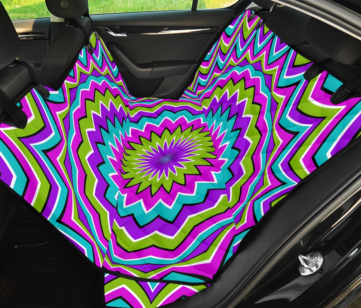 Dizzy Circle Moving Optical Illusion Pet Car Back Seat Cover