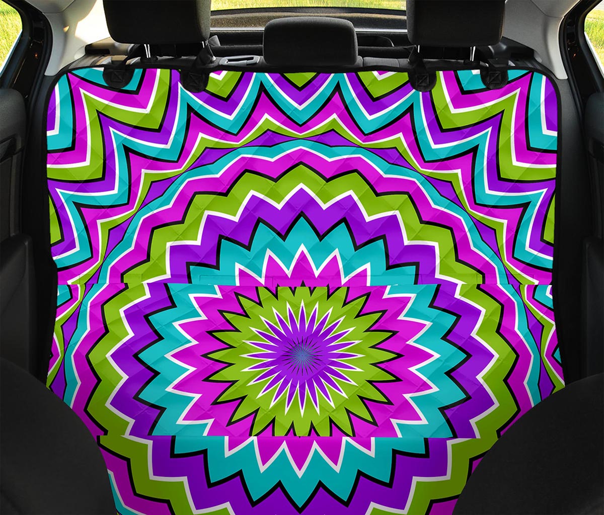 Dizzy Circle Moving Optical Illusion Pet Car Back Seat Cover