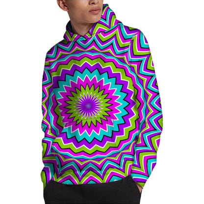 Dizzy Circle Moving Optical Illusion Pullover Hoodie