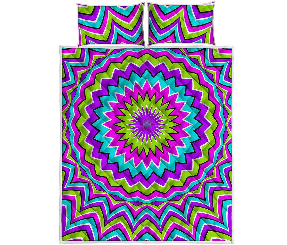 Dizzy Circle Moving Optical Illusion Quilt Bed Set