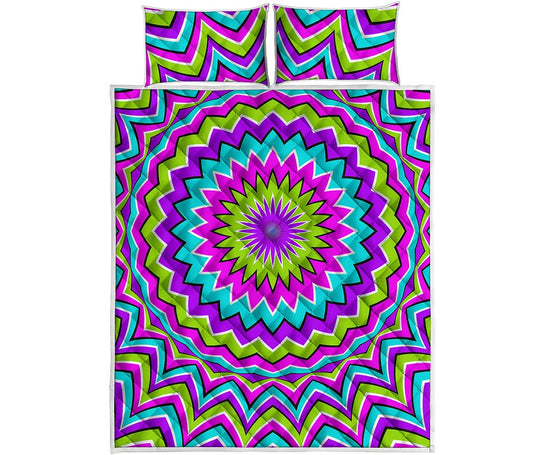 Dizzy Circle Moving Optical Illusion Quilt Bed Set