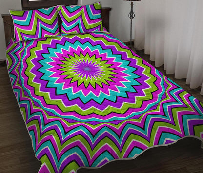 Dizzy Circle Moving Optical Illusion Quilt Bed Set