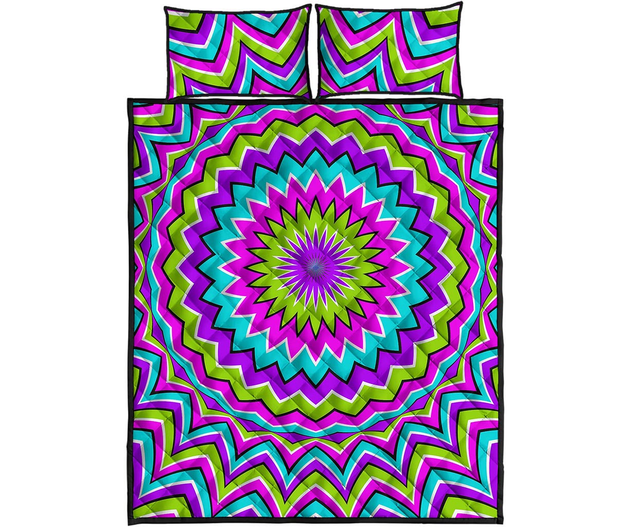 Dizzy Circle Moving Optical Illusion Quilt Bed Set