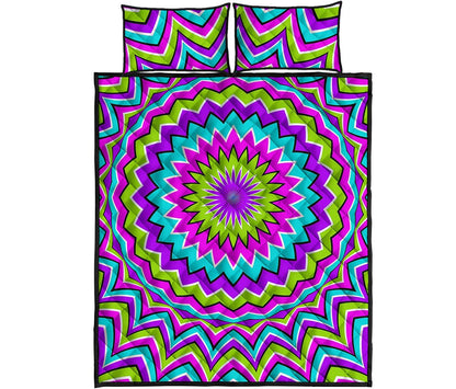 Dizzy Circle Moving Optical Illusion Quilt Bed Set