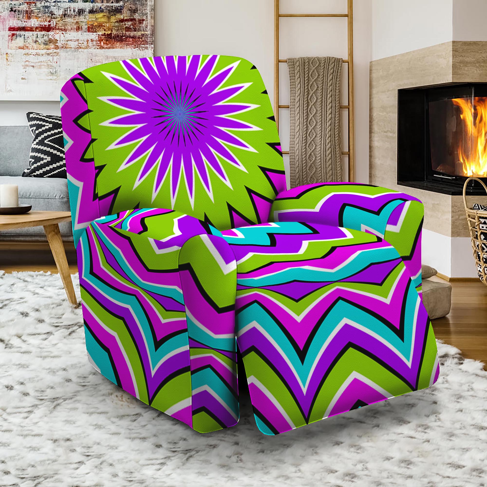 Dizzy Circle Moving Optical Illusion Recliner Slipcover