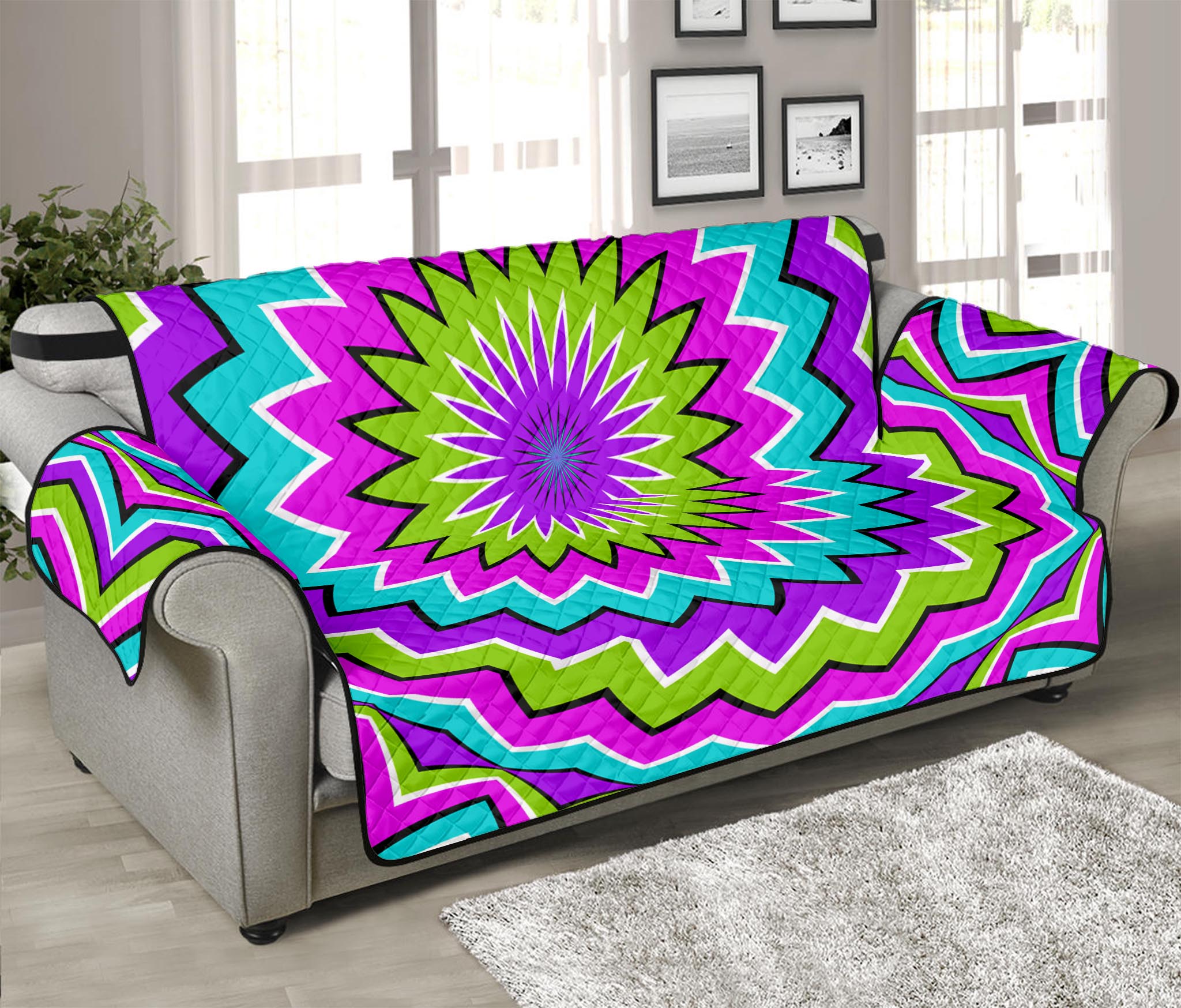 Dizzy Circle Moving Optical Illusion Sofa Protector