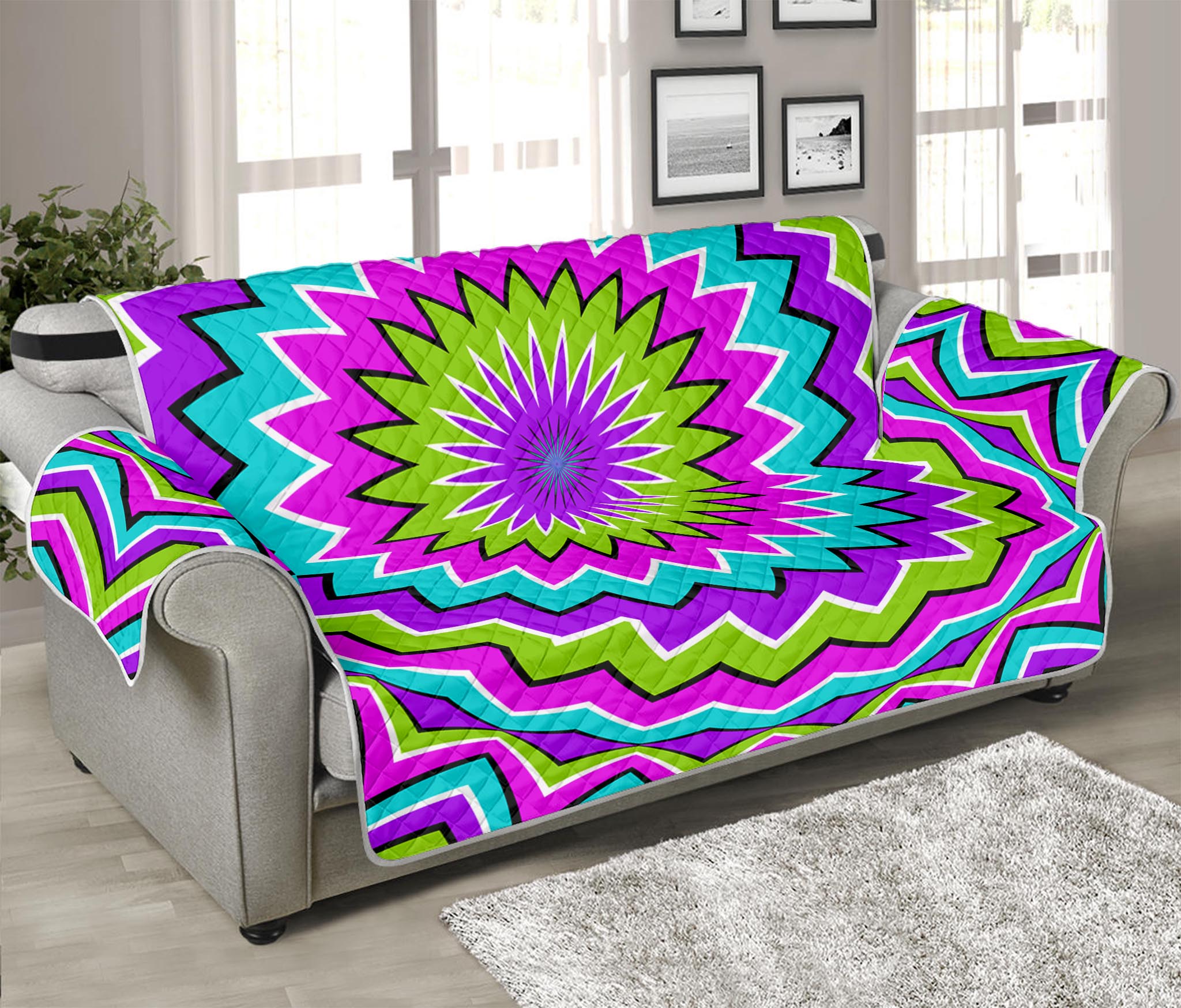 Dizzy Circle Moving Optical Illusion Sofa Protector