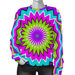 Dizzy Circle Moving Optical Illusion Women's Crewneck Sweatshirt GearFrost