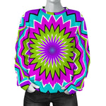 Dizzy Circle Moving Optical Illusion Women's Crewneck Sweatshirt GearFrost