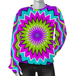 Dizzy Circle Moving Optical Illusion Women's Crewneck Sweatshirt GearFrost
