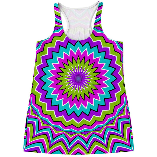 Dizzy Circle Moving Optical Illusion Women's Racerback Tank Top
