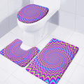 Dizzy Spiral Moving Optical Illusion 3 Piece Bath Mat Set
