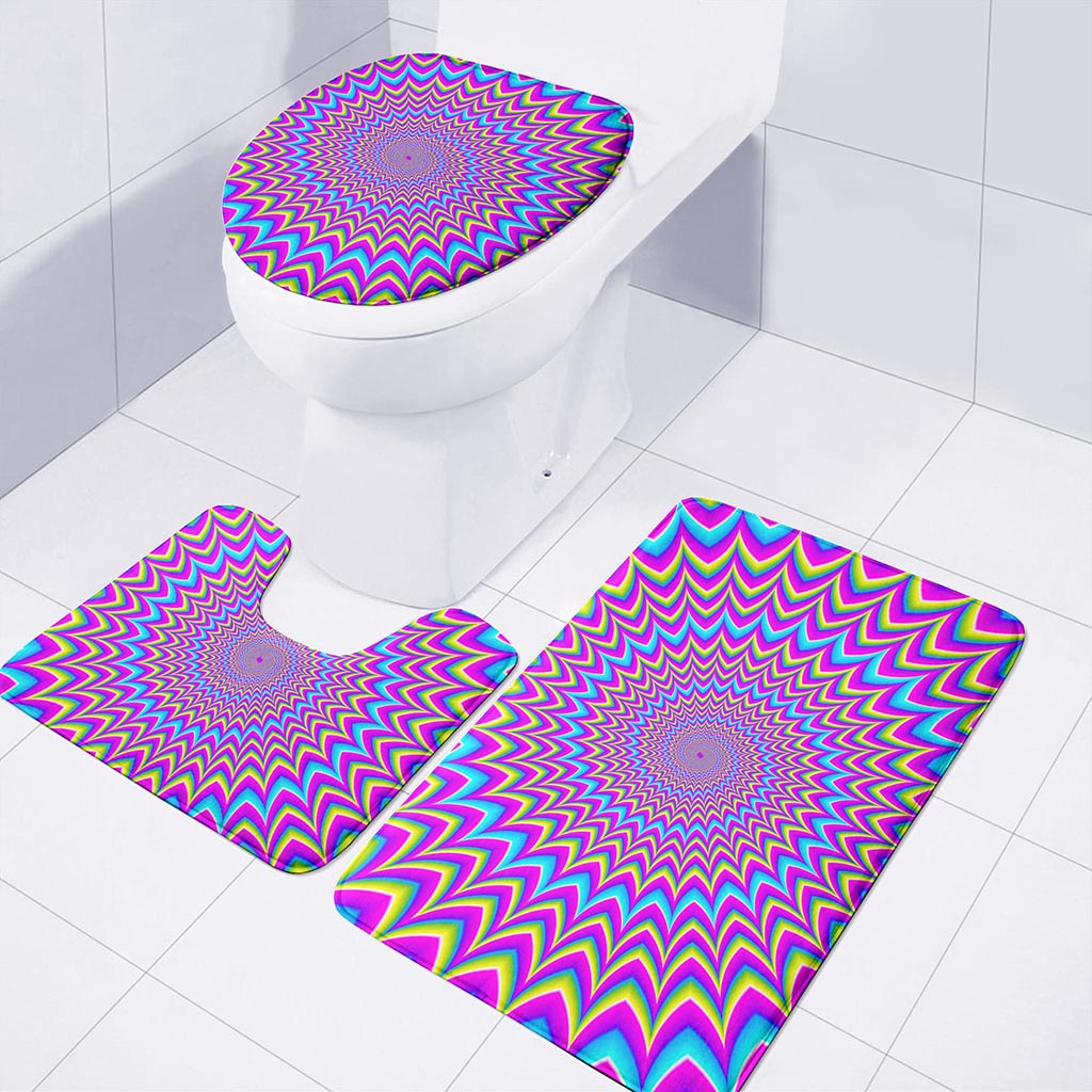 Dizzy Spiral Moving Optical Illusion 3 Piece Bath Mat Set