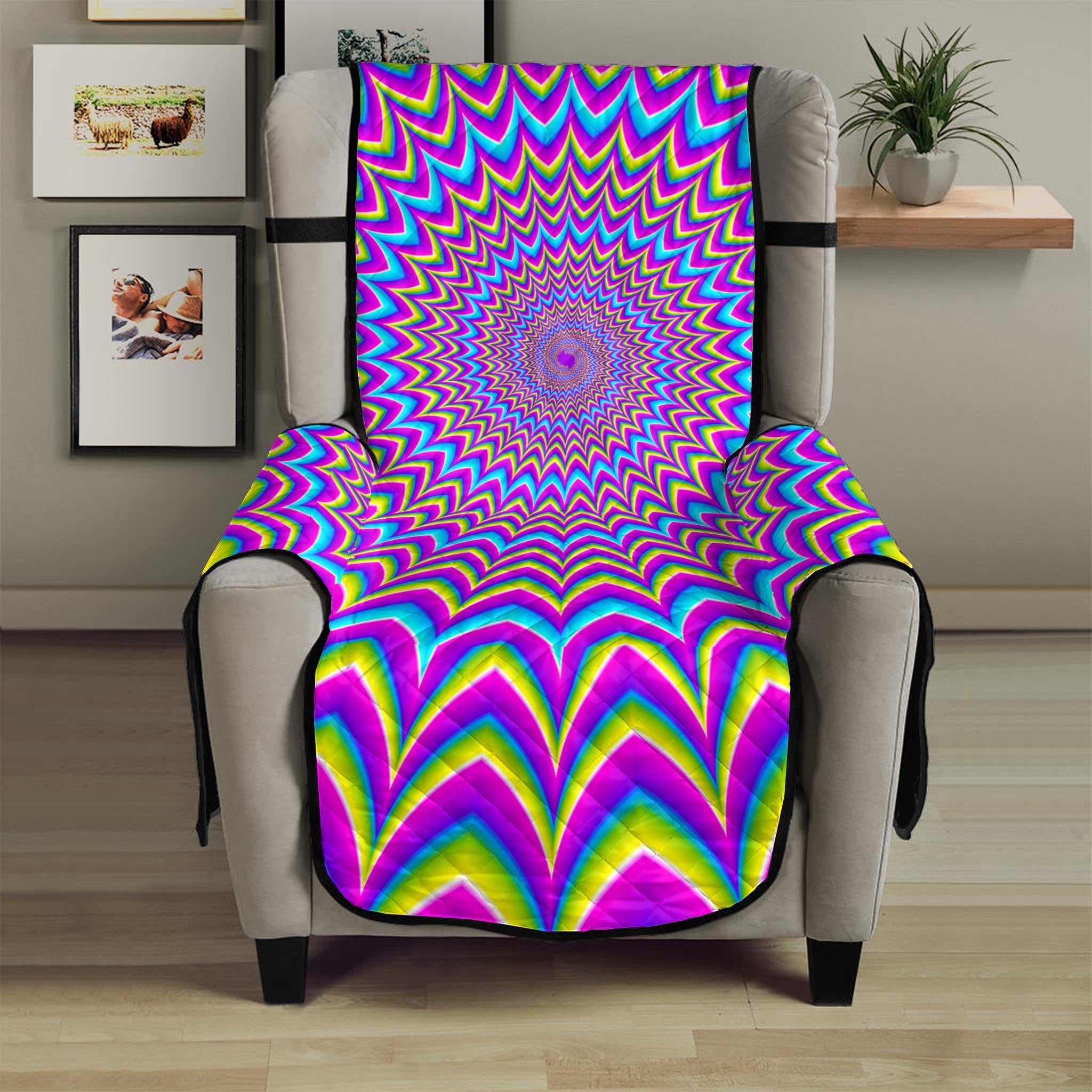 Dizzy Spiral Moving Optical Illusion Armchair Protector