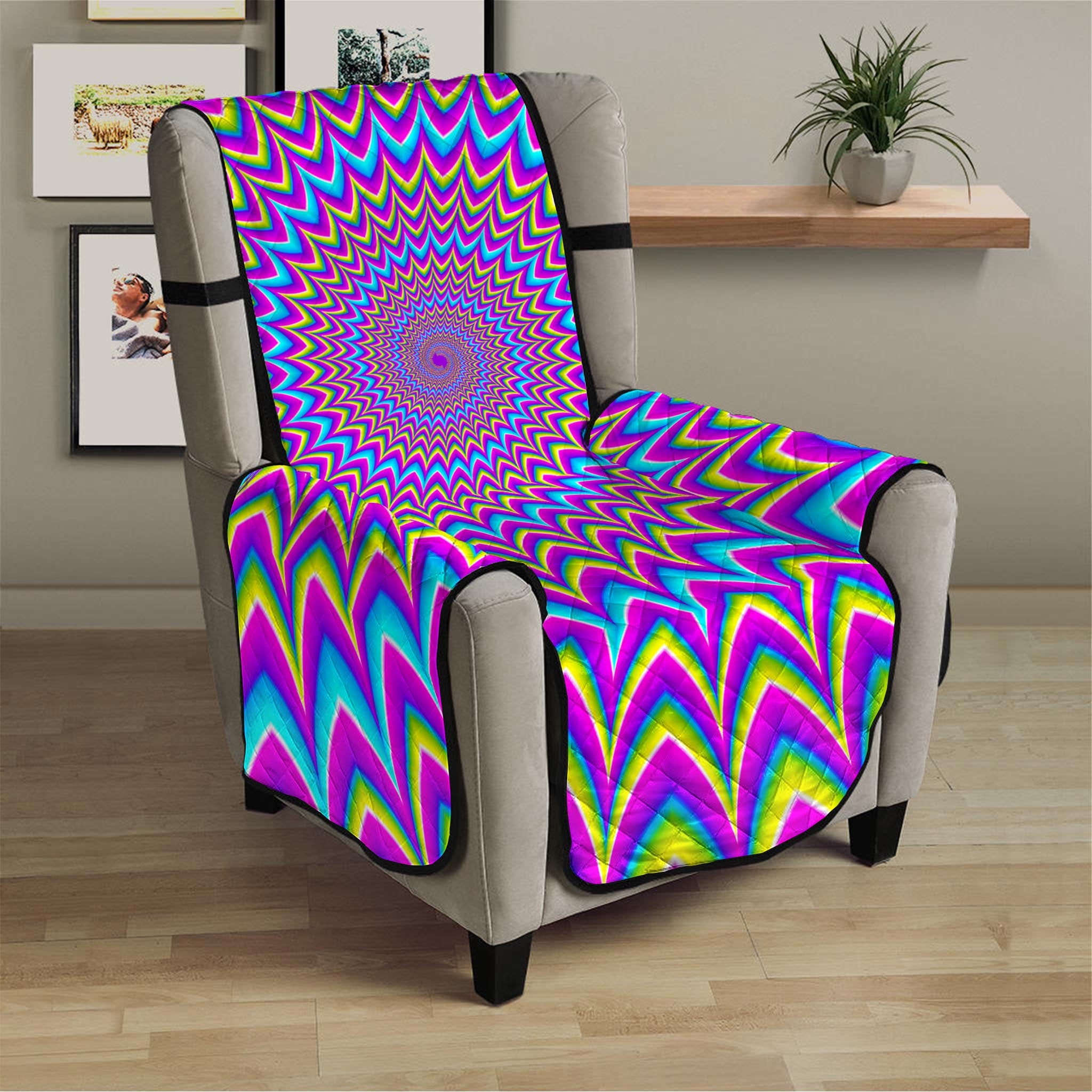 Dizzy Spiral Moving Optical Illusion Armchair Protector