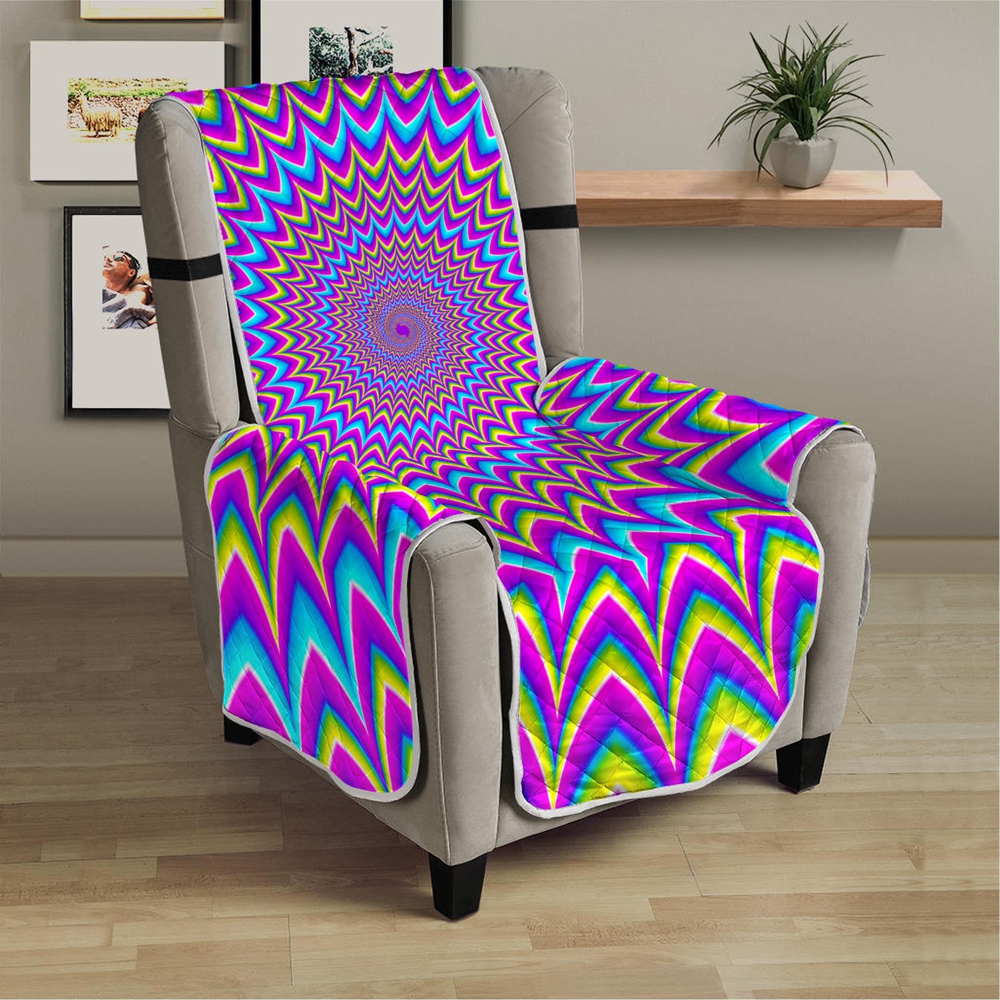 Dizzy Spiral Moving Optical Illusion Armchair Protector